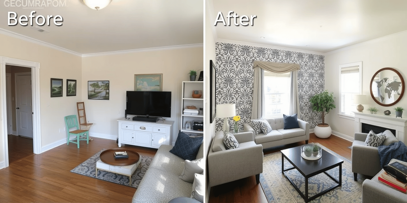 Before and after home decoration transformation