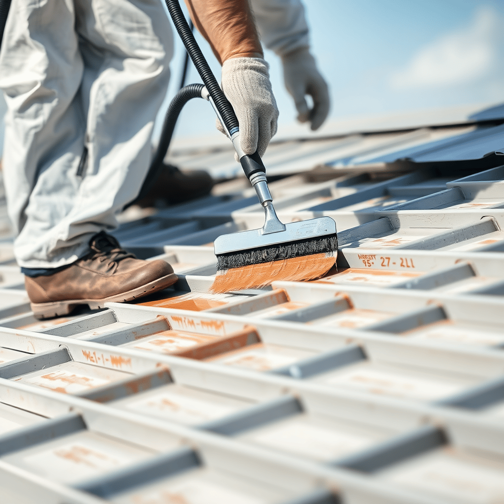 Primer application on roof