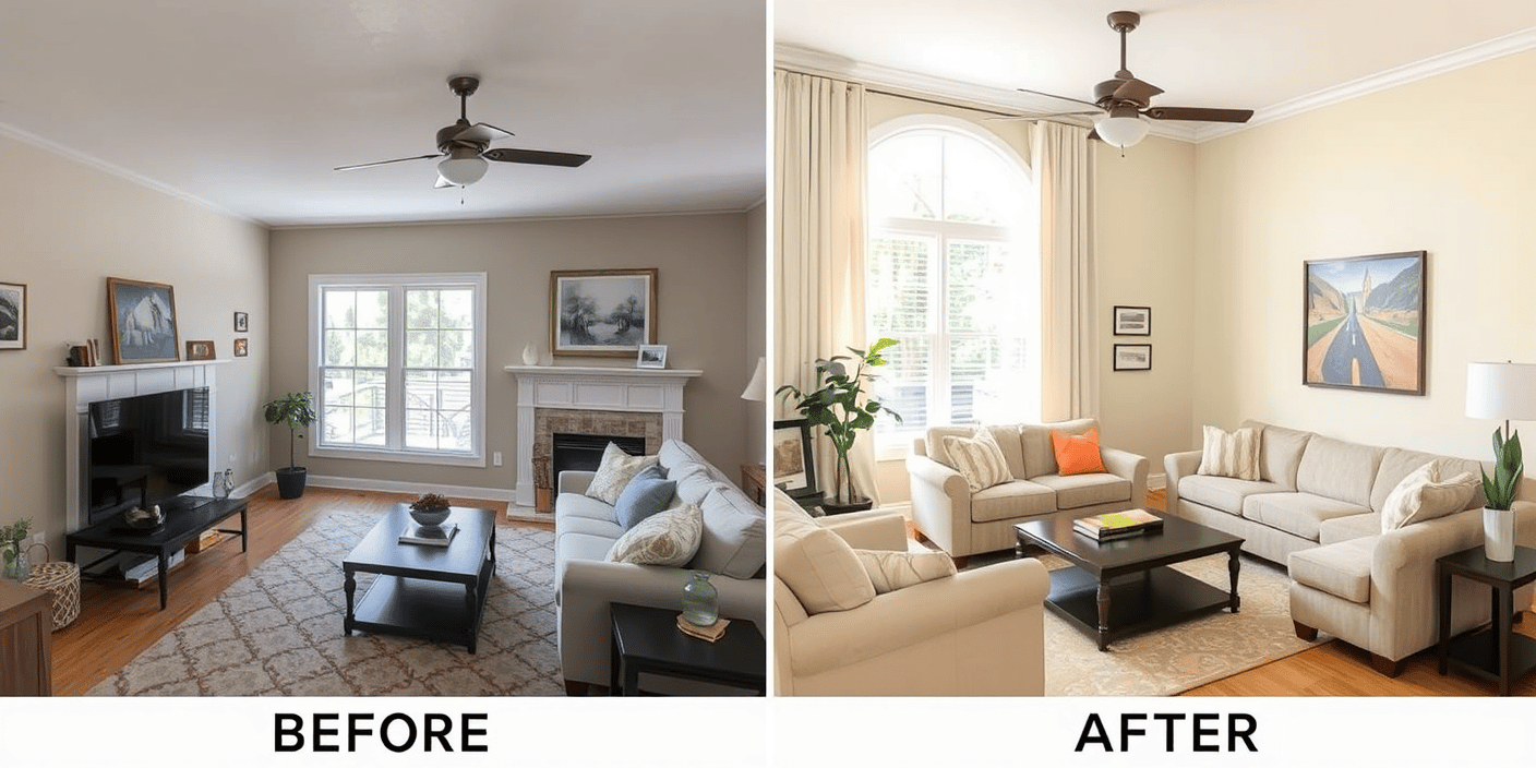 Before and after interior painting transformation